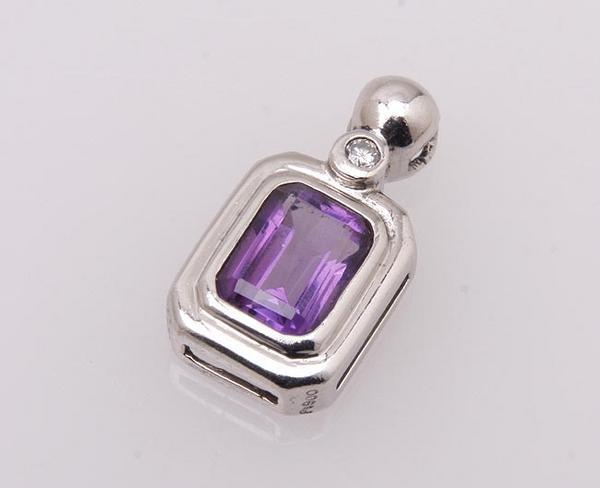 《質屋出品》Pt900★天然アメシスト+ダイアペンダントトップ★C-1928拍卖