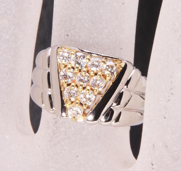 《質屋出品》Pt900/K18★天然ダイアモンド0.61ctデザインリング★k-3862拍卖