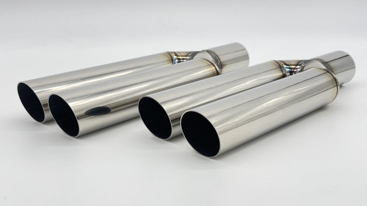 ワンオフマフラー制作用デュアルマフラー出口スラッシュ15°カット42.7φ入口42.7φ2個セット※サイズ、加工等変更可能拍卖