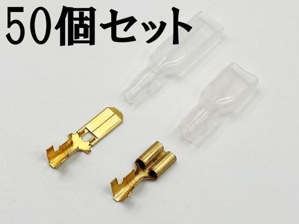 ②【250型 オス/メス 端子+ツライチ スリーブ 各50個セット】 日本製 平型端子 検索用) バイク エーモン 10A 15A拍卖