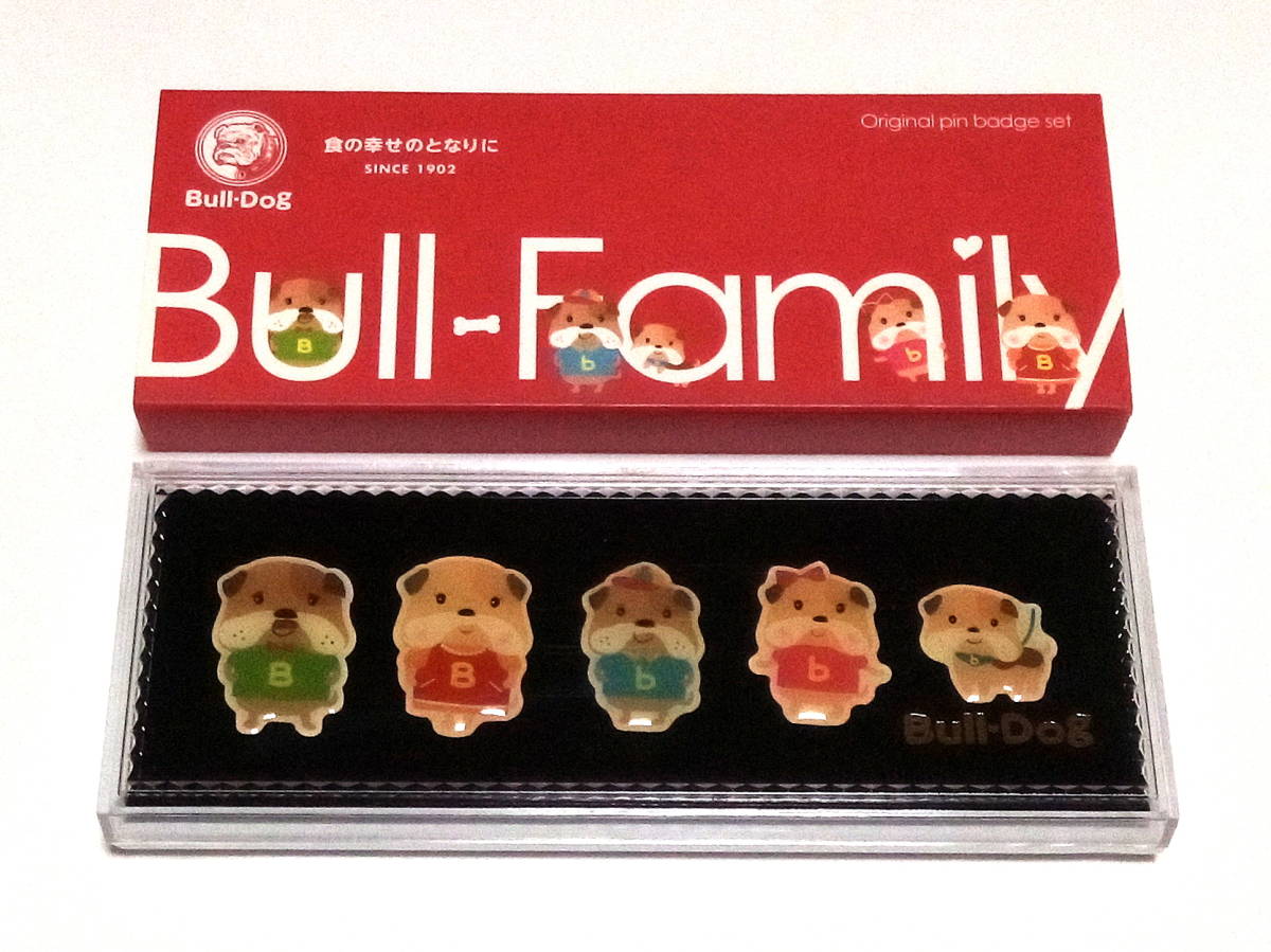 ブルドックソース ぶるちゃんファミリー ピンバッジ ピンズ 5種セット 非売品 ノベルティ レア ゆるキャラ マスコット 犬 Bull-Dog拍卖