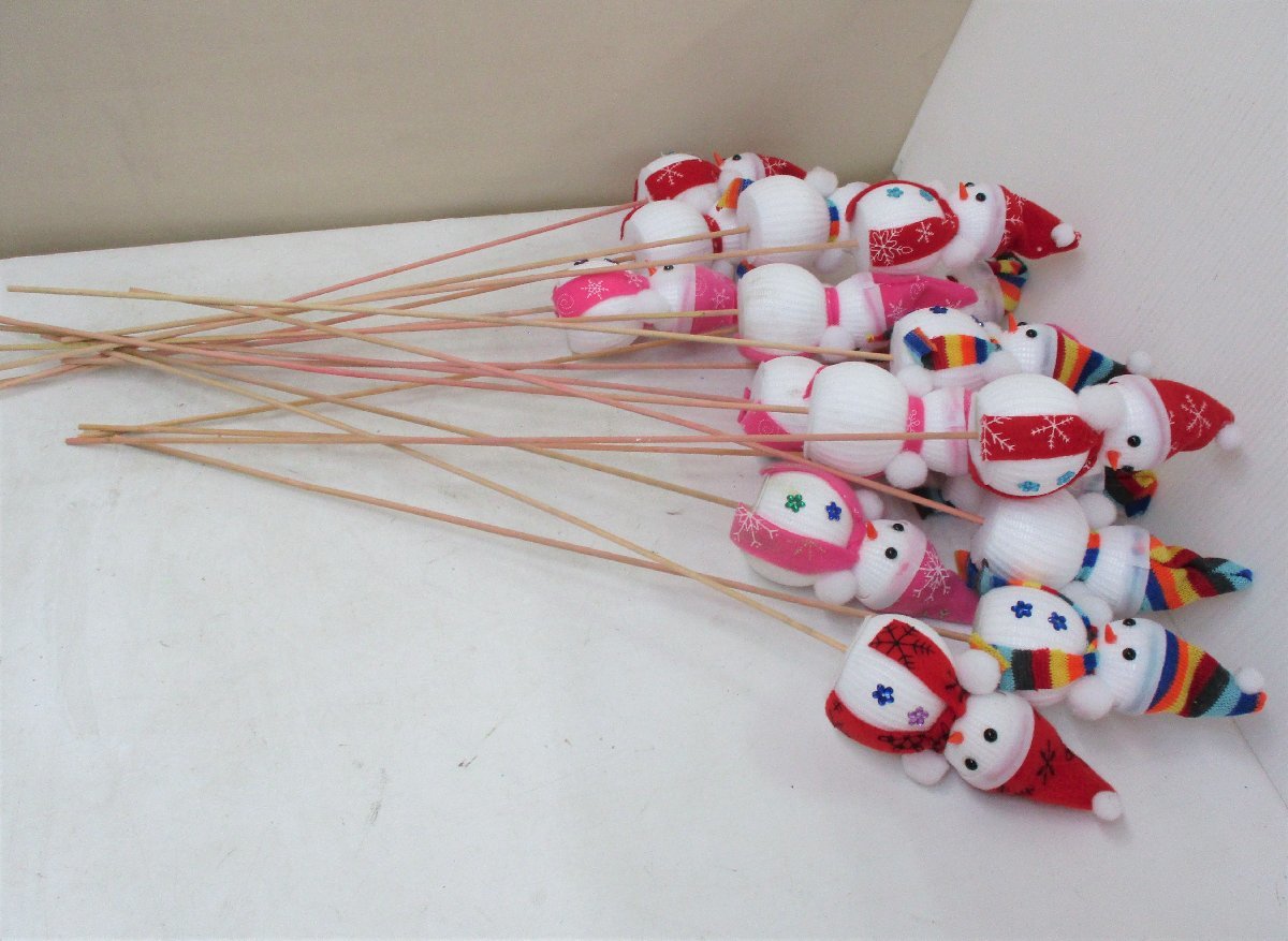 フラワーピック 雪だるま 16本 67cm 冬 スノーマン クリスマス ゆきんこ ピック 立体 フラワーアレンジメント 飾り 未使用 90466 ★*拍卖