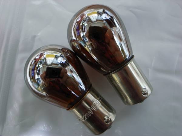 新品! 2個セット アンバー オレンジ S25シングル BAU15s 12V21W ウインカー シルバー/クローム 14148090 アルファロメオ拍卖