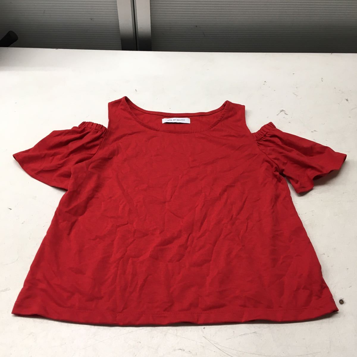 送料無料★AZUL by moussy アズールバイマウジー★オフショルシャツ オフショルダートップス★半袖シャツ★Sサイズ★赤#40625sjj22拍卖