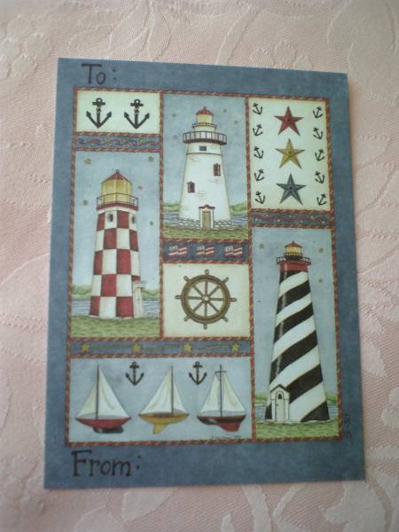 Legacy Deb Strainミニメーセージカード 3枚組♪灯台とヨット拍卖