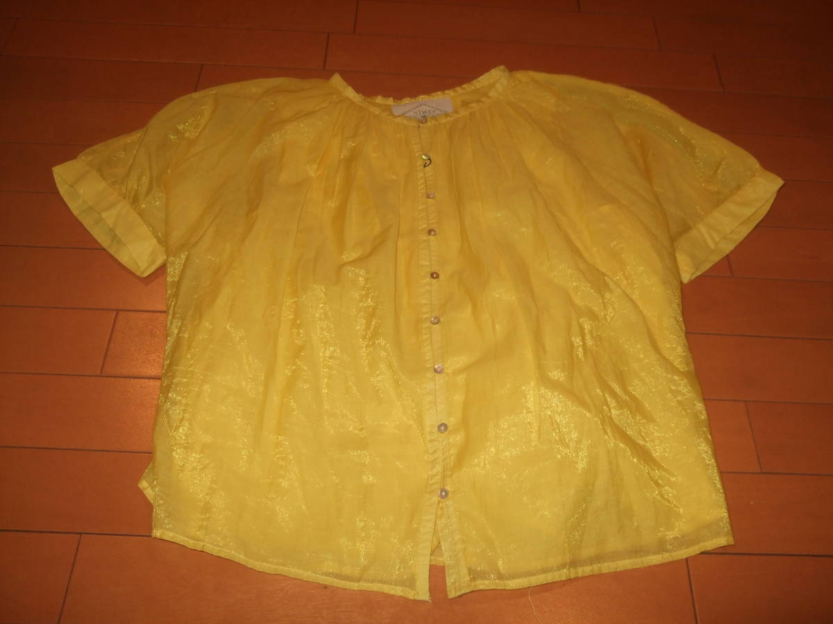 新品タグ付即決☆NIMES半袖ふんわりブラウス☆イエロー☆拍卖