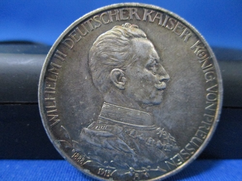 ドイツ銀貨☆1913年/ヴィルヘルム2世/プロイセン/3マルク銀貨/美品/アンティークコイン/d609-2拍卖