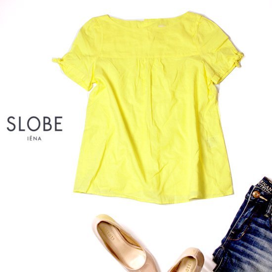 ☆☆ 美品 SLOBE IENA イエナ ☆☆ コットン100% 可愛い胸ギャザー シャツカットソー F 春 夏 22A06拍卖