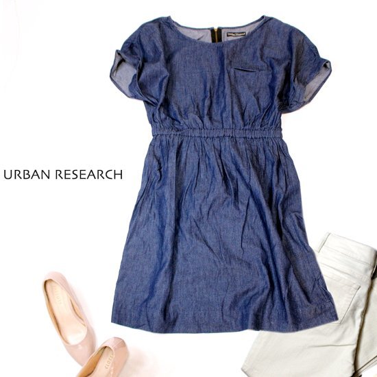 ☆☆ 美品 Urban Research アーバンリサーチ ☆☆ ゆったり可愛い ウエストゴム コットン ワンピース F 22C06拍卖