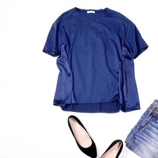 ☆☆ 美品 I.T.S.international ☆☆ ゆったり可愛い ストレッチ切替え とろみ カットソー F 春 夏 22D06拍卖