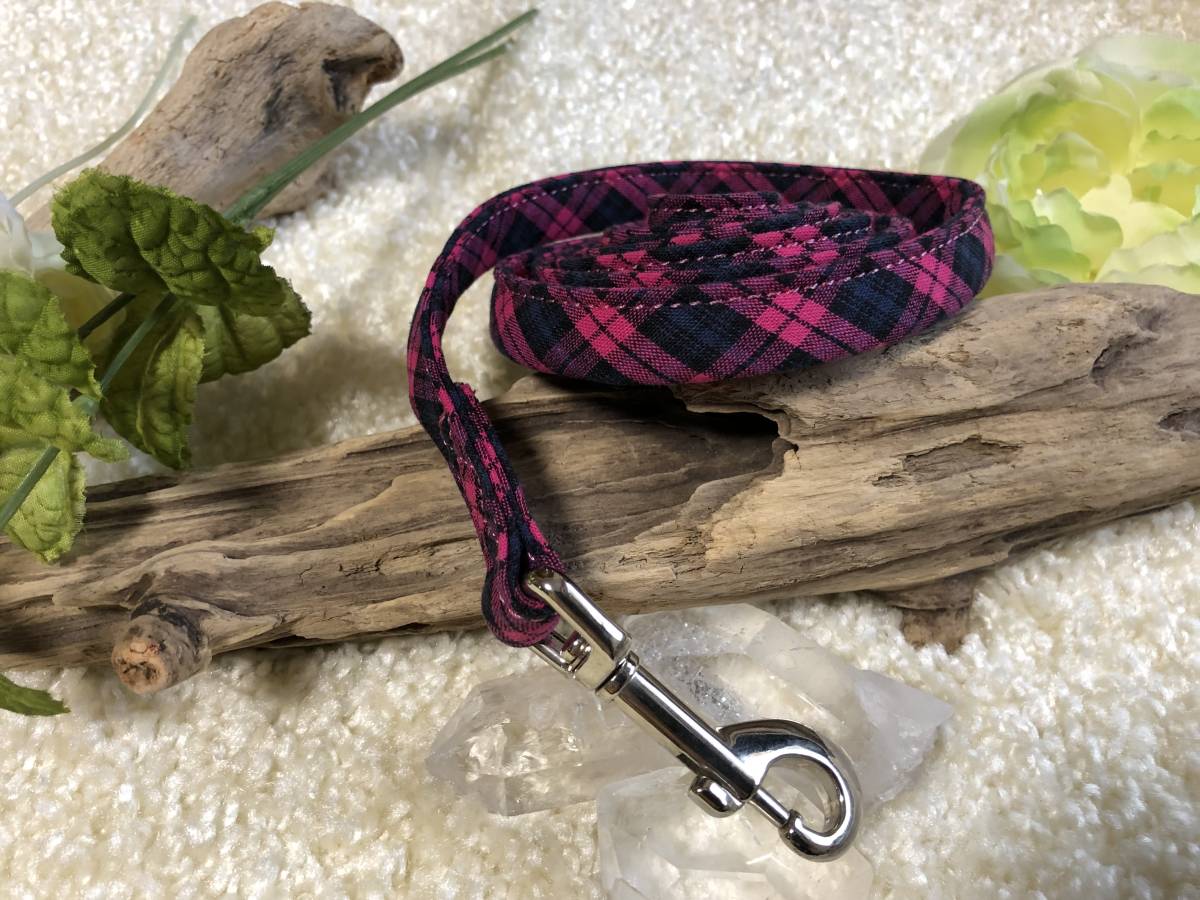 ★同梱お得★小型犬リード-№9・ソフトチェック・ピンク♪拍卖