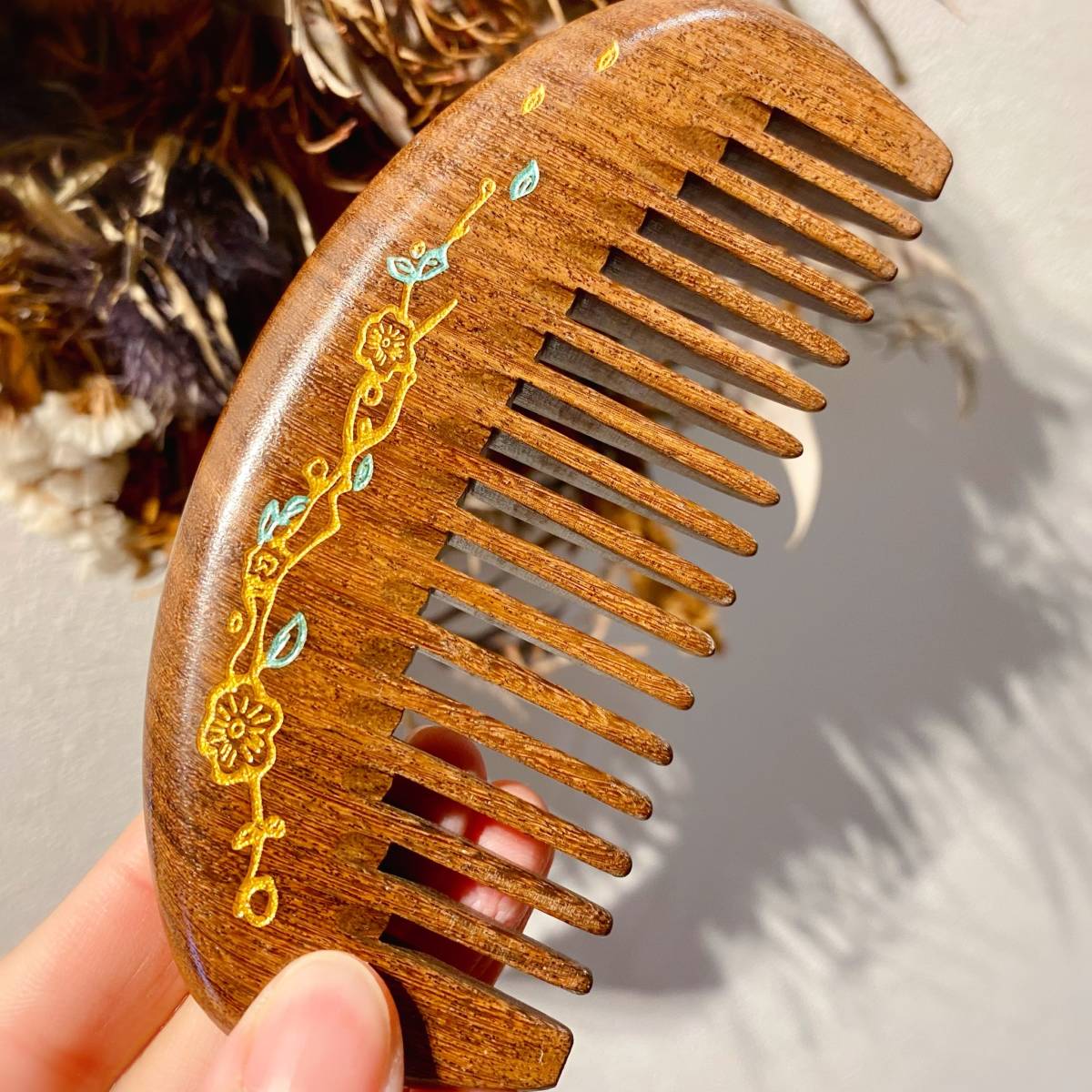 高級檀木D型 櫛 運気アップ 厄除け お守り プレゼント くし クシ ブラシ拍卖