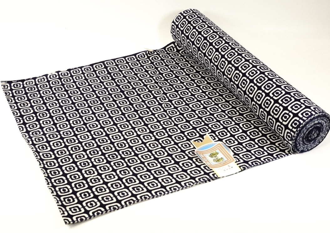 梨園染 未使用 反物 総柄 東京本染 綿100% 浴衣 和装 着物 職人による手染めの美しい藍色! 一部汚れがあります。KIN拍卖