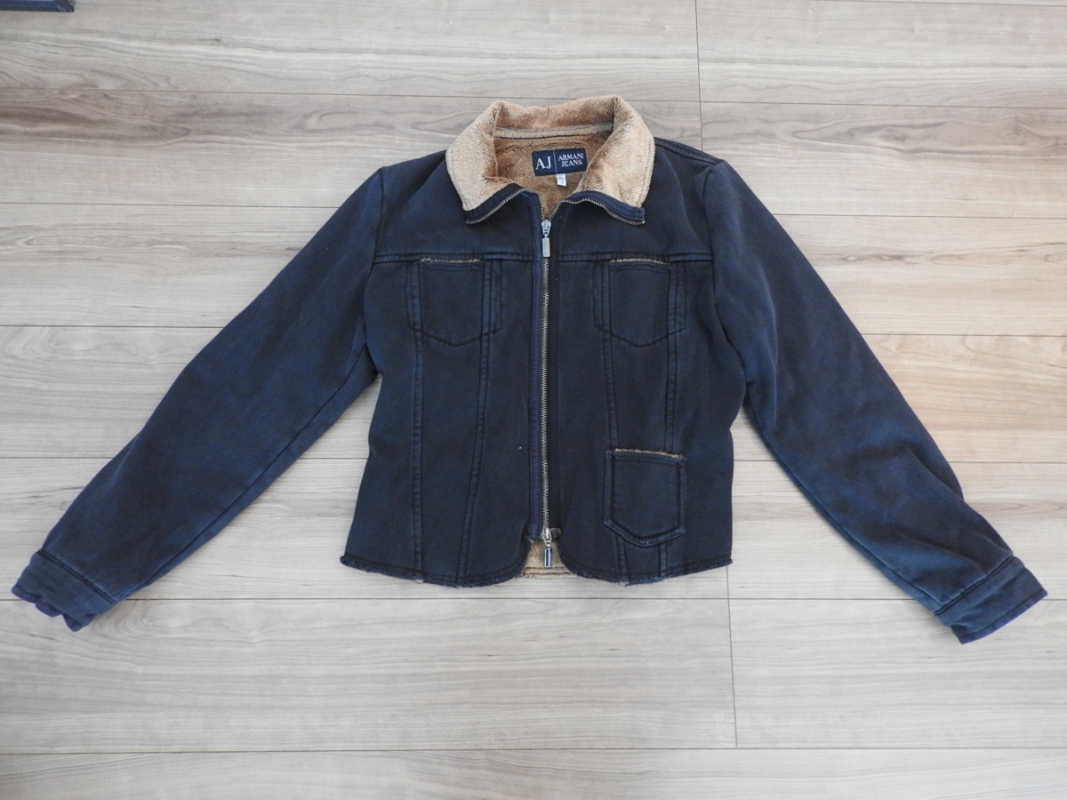 ★☆EMPORIO ARMANI エンポリオアルマーニ 襟ボア ブラック ジャケット ☆★拍卖