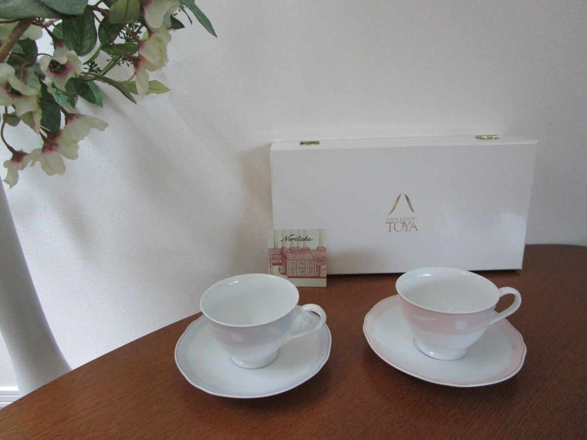 ★☆未使用/Noritake ノリタケ APEX TOYA カップ&ソーサ ペア 2客 ピンク ブルー 箱付☆★拍卖