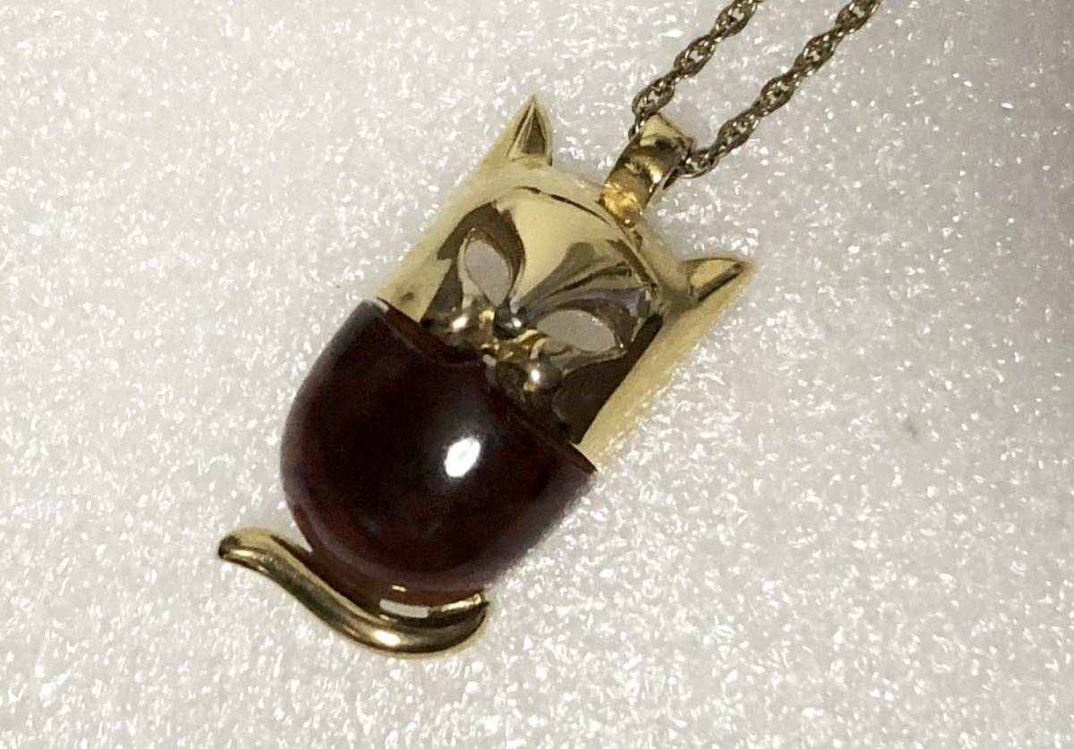 美品 TRIFARI トリファリ キャット ネックレス ゴールド ストーン 猫 ネコ拍卖