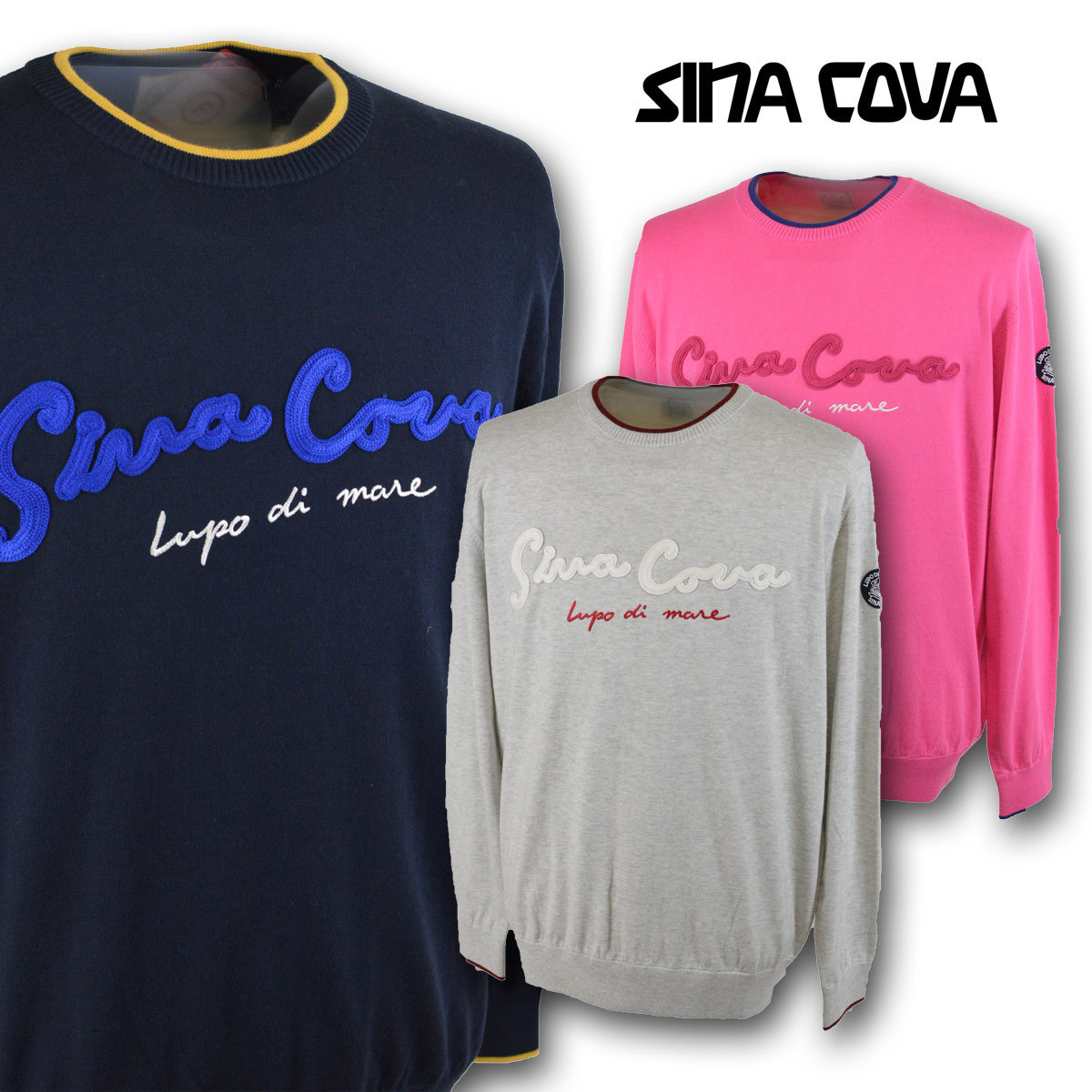 3割引【シナコバ】メンズ セーター M 紺 20212010-290 SINACOVA カジュアル ゴルフ 高級素材 おしゃれ かっこいい @拍卖