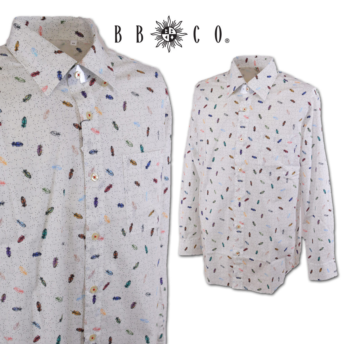 3割引【BBCO ビビコ】メンズ 長袖シャツ M(46) 白 15-1104-01-01 アンジェロ カジュアル おしゃれ かっこいい 高級素材 日本製 @拍卖