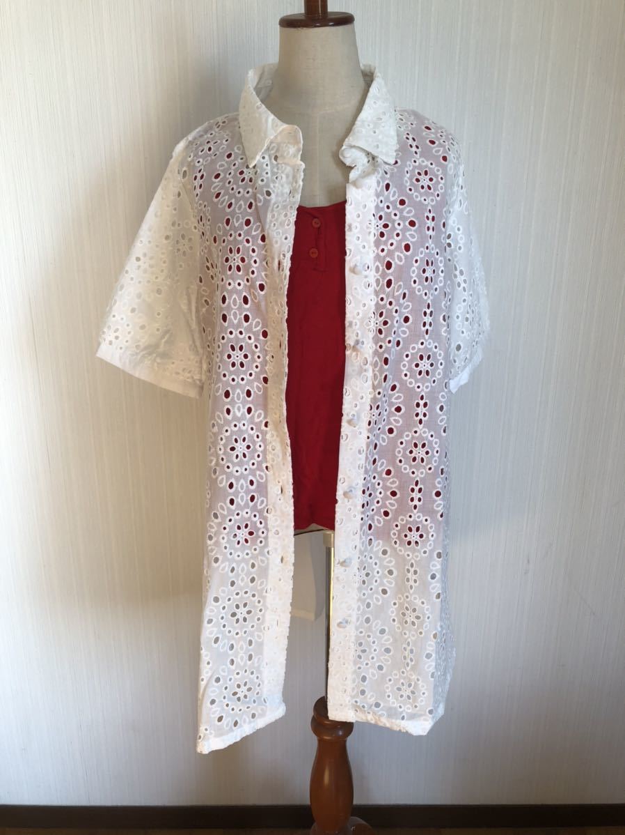 ☆ESPICA♪エスピカ☆白いレースのロングブラウス半袖@はおり物としても拍卖