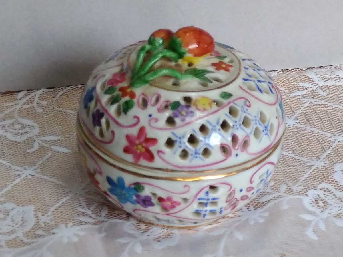 レア!小物入れ 陶器 お香!ビンテージ!コレクショングッズ!カラフル!インテリア!h2拍卖