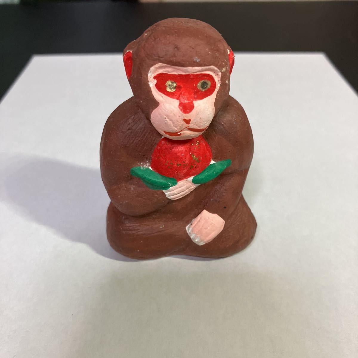 千葉県 芝原人形 (四代目 千葉惣次 作 ラベル付)「猿」 郷土玩具 民藝 民芸品 土人形 千葉惣次拍卖