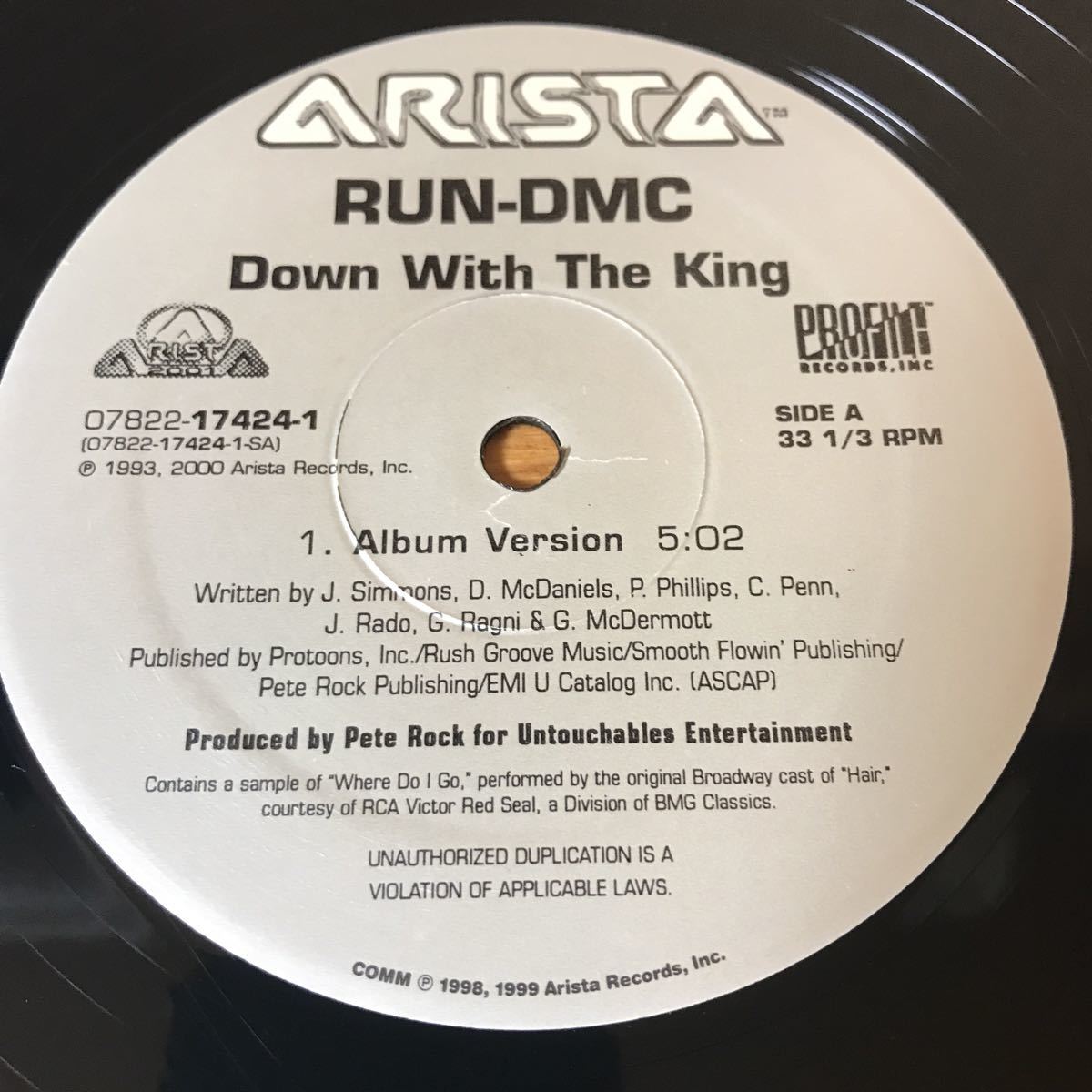 LP. RUN DMC/ DOWN WITH THE KING拍卖