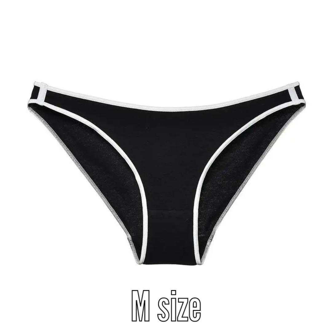 D-62.匿名配送 ショーツ レディース ブラック×ホワイト M拍卖