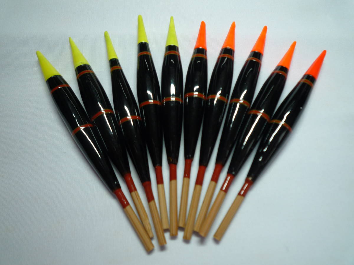 9. タナゴ浮き 赤 黄 10個 拍卖