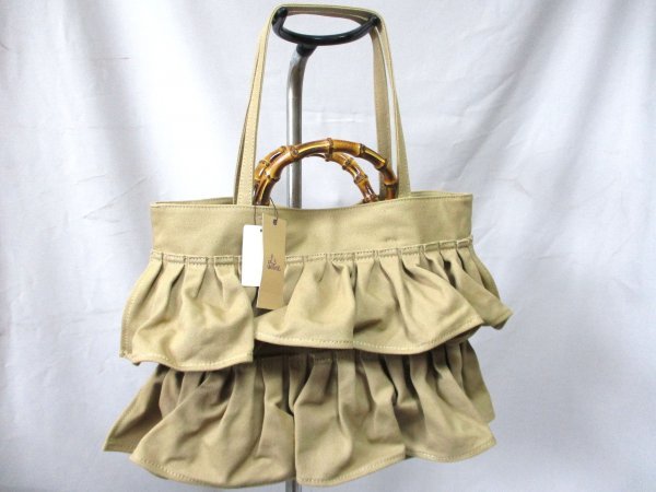 LS Scene/エルエスシーン◇2way 帆布トートバッグ レイジースーザン バンブーハンドル 未使用 W36cm拍卖