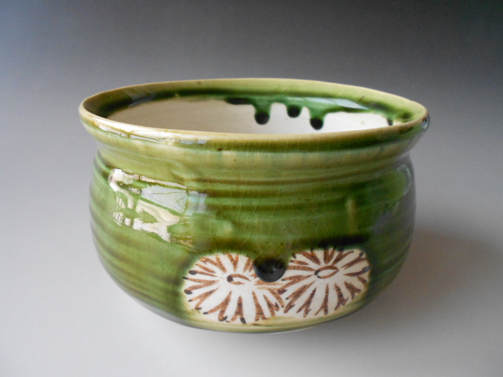 茶道具! ☆織部菊建水☆ M1237 新品 抹茶碗 水差し 棗 茶釜拍卖