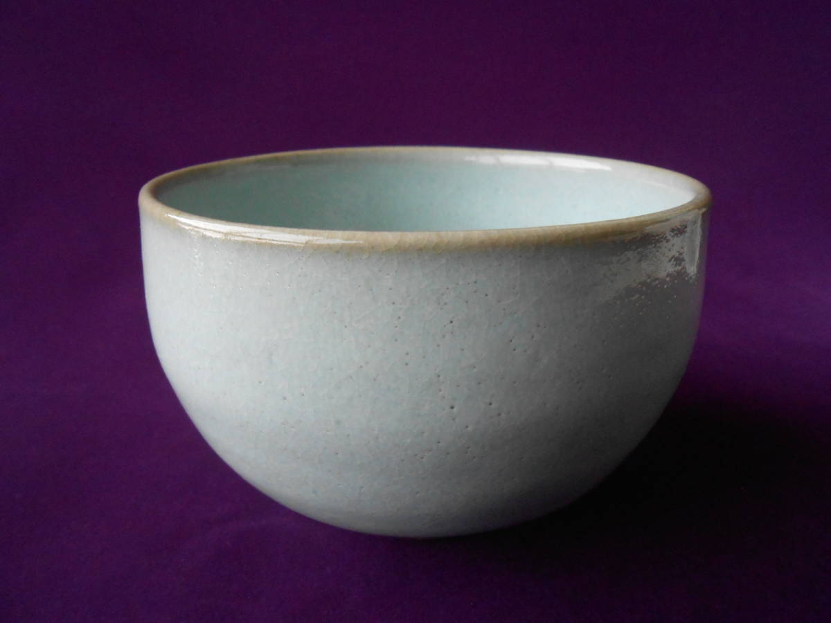 茶道具! 大日 ☆月白釉抹茶碗☆ TDG398 新品 京焼 建水 蓋置 ギフト拍卖