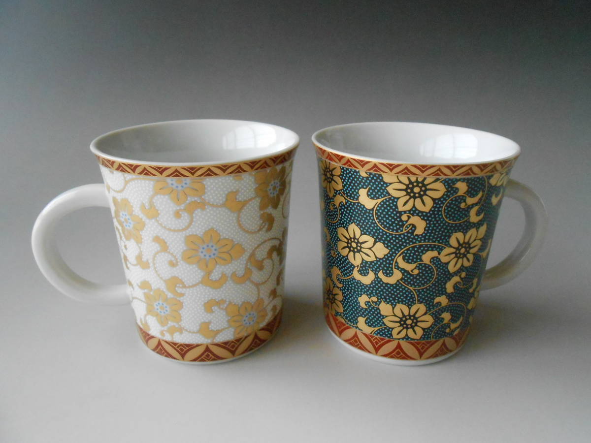 九谷焼! 金山 ☆コンビ鉄仙ペアマグカップ☆ K8-975 新品茶器 コーヒー 紅茶 ミルク ラテ エスプレッソ ギフト拍卖