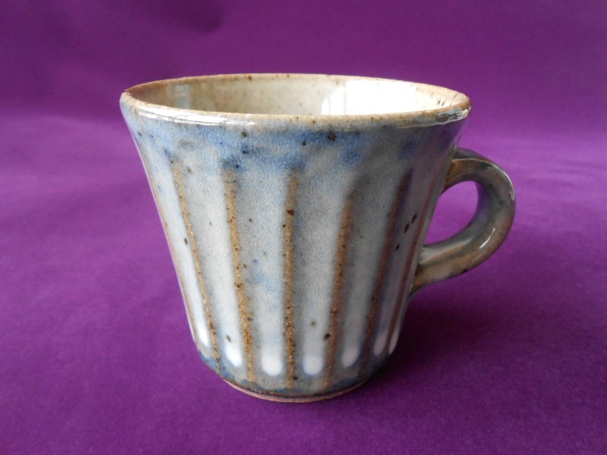 信楽焼! ☆青萩彫デミタスカップ☆ 3-3323 新品 コーヒー 紅茶 ミルク ラテ エスプレッソ ギフト拍卖