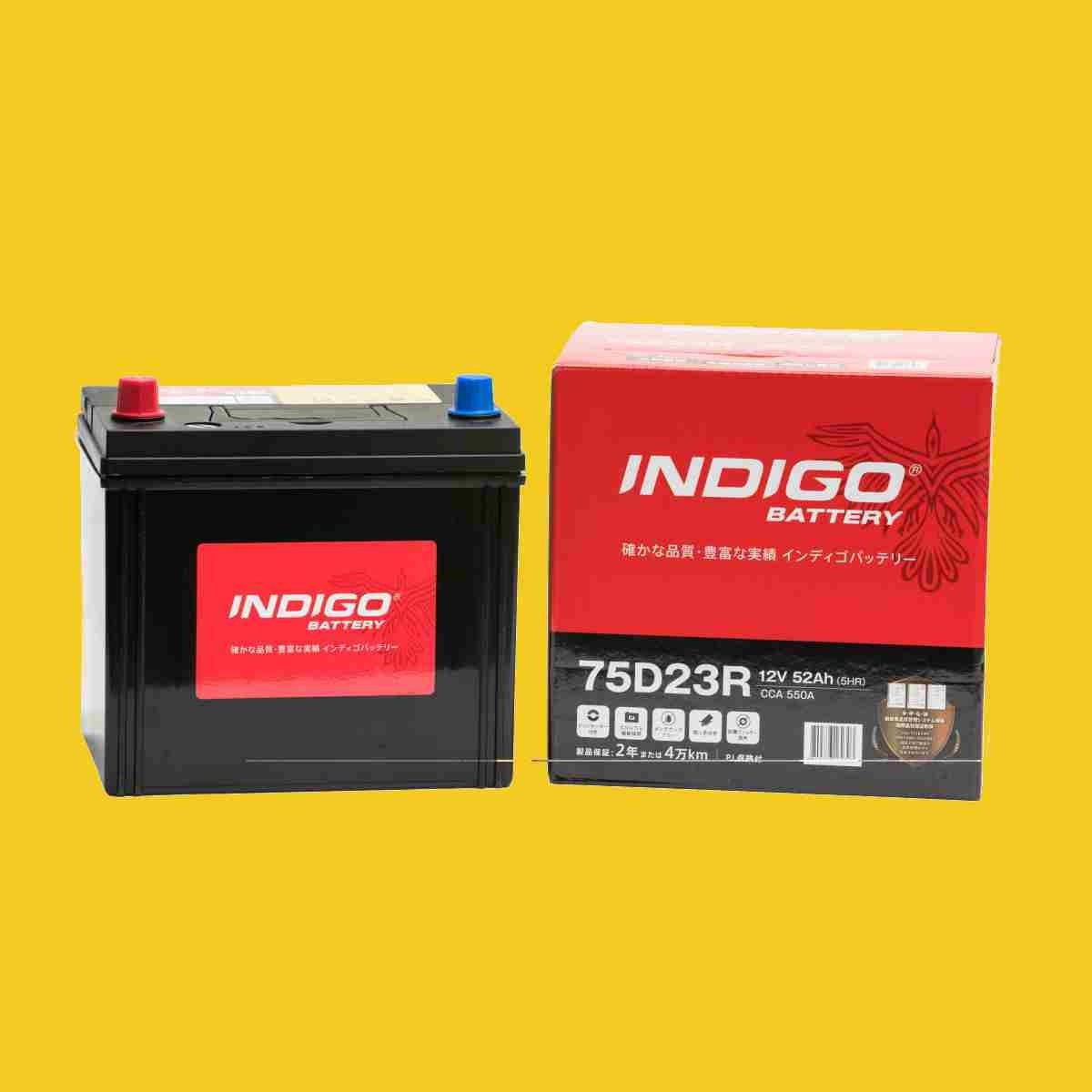 【インディゴバッテリー】75D23R クルー ('98~09) GF-HK30 互換:55D23R,65D23R 新品保証付 メンテナンスフリー 即納拍卖