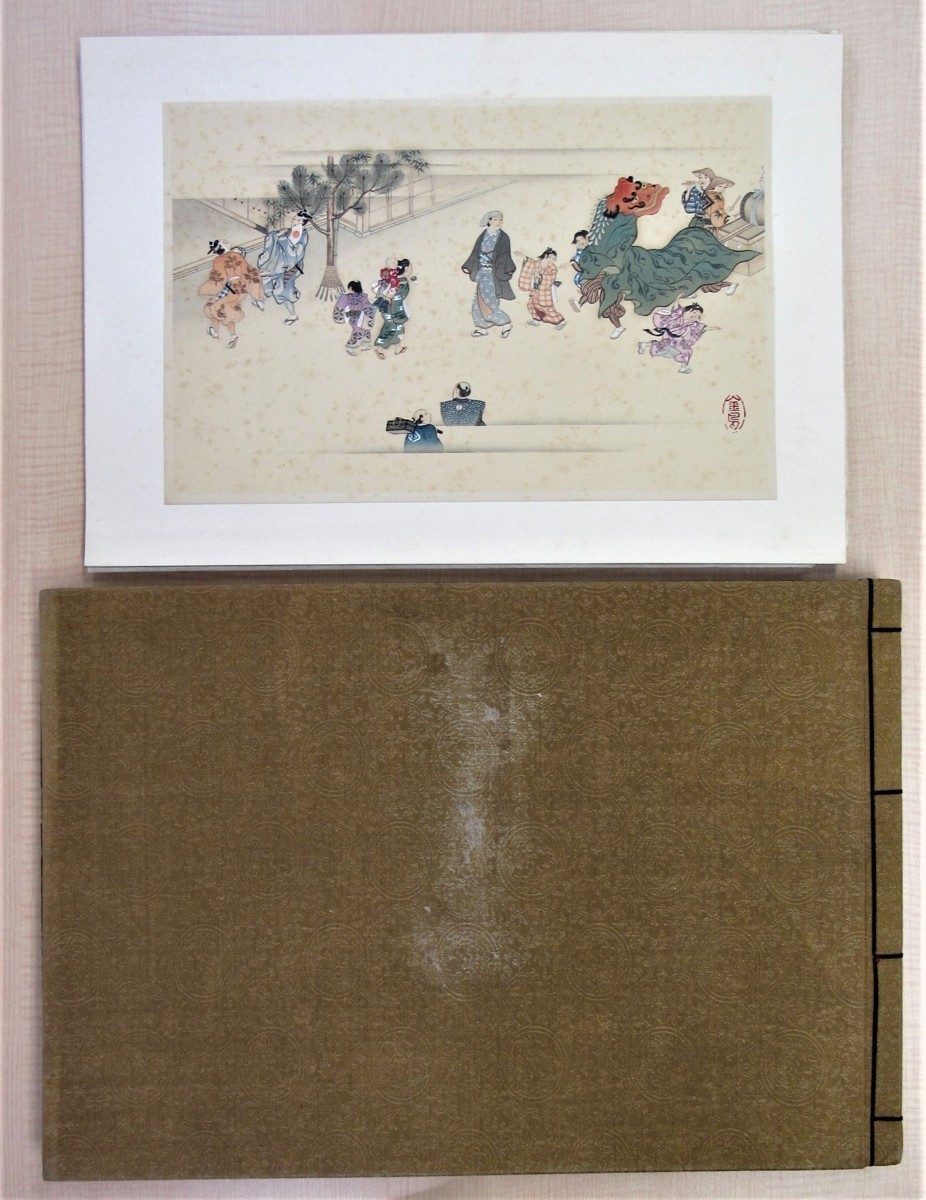 竹下金烏『遊楽絵』(彩色木版画全13枚入=本図12枚+完成記念「元禄踊」1枚)昭和7年内田美術書肆刊 平安時代以降の年中行事風景を描く拍卖