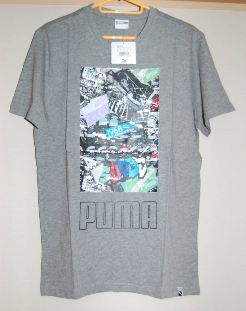 【新品未使用】PUMA プーマ シューフォトプリント Tシャツ スニーカー グラフィック グレー Sサイズ メンズ プリント 半袖拍卖