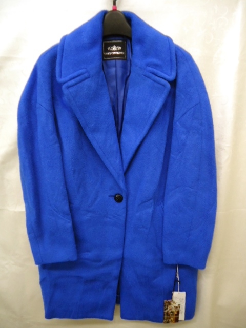 【KCM】kof-t-16★新品★【GRACE CONTINENTAL/LANIFICIO Bizentino】ウールコクーンコート ブルー サイズ 38 レディース拍卖