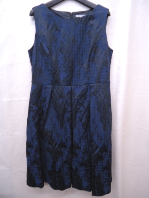 【KCM】j23-43-44★新品★【23区 大きいサイズ】ノースリーブ ワンピース ドレス ネイビー系 サイズ 44 パーティ・結婚式拍卖