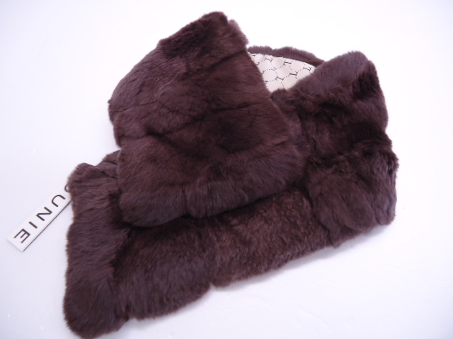 【KCM】kof-275★新品★【LOUNIE/ルーニィ】レッキスラビットファー ティペット 襟巻 マフラー クリップ付き ブラウン系 約70×15cm拍卖
