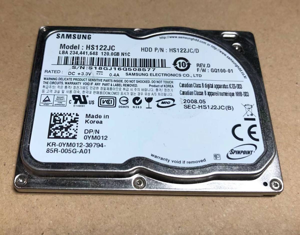 サムスン製 1.8インチ_コネクタ ZIF SH122JC(120GB 8mm)拍卖