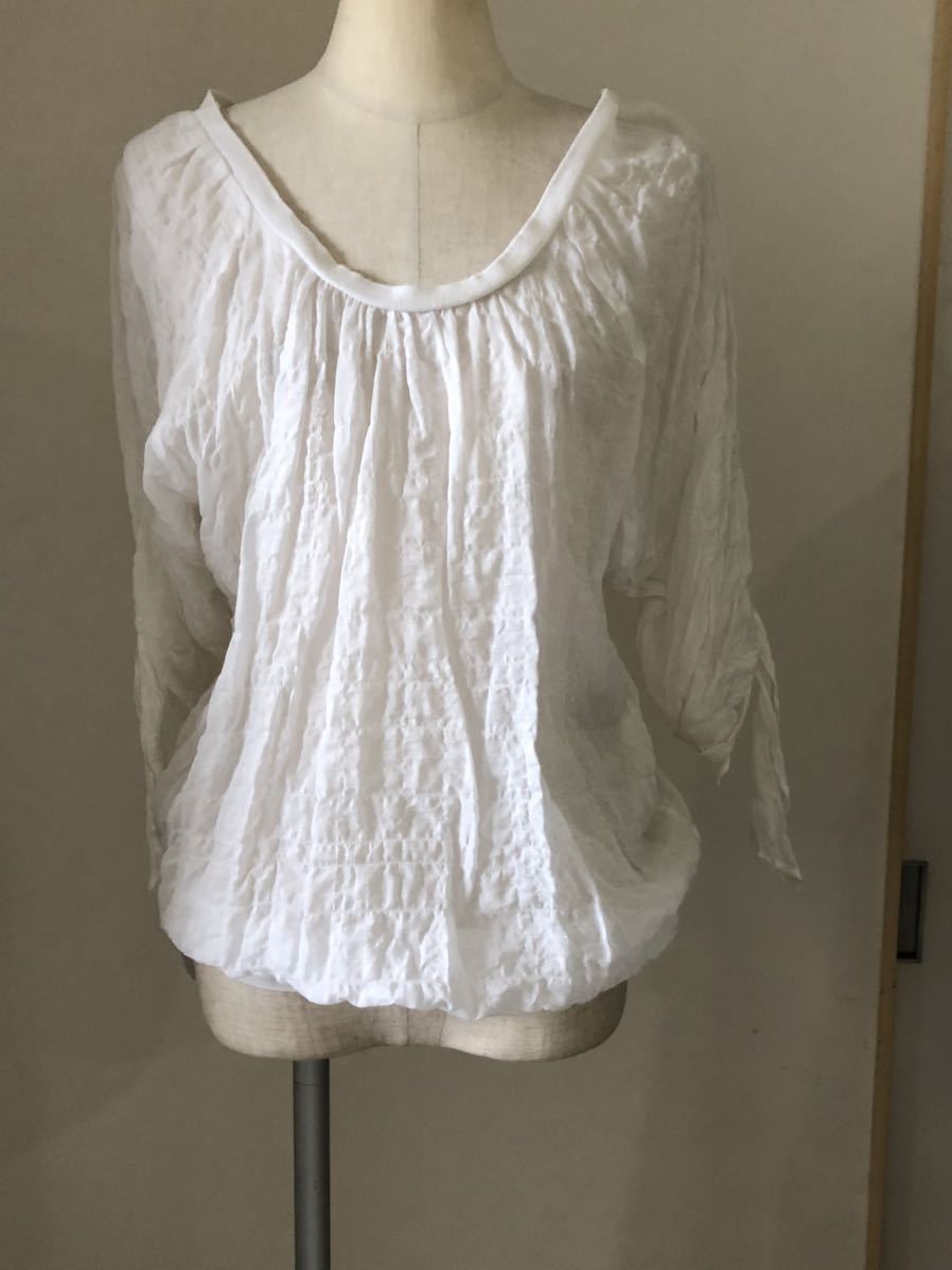 アーモンド・アイ 新品未使用タグ付き 白 袖リボン付き 七分袖カットソー 定価22000円拍卖