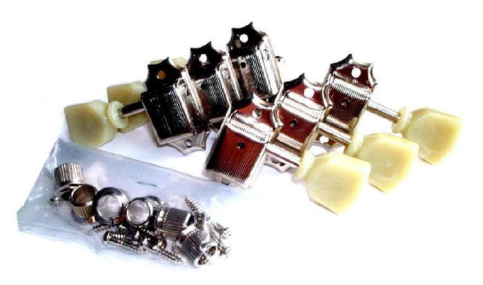 【A】SCUD★ギター糸巻き★3+3(6コセット)★クルーソンタイプペグ★キーストンノブ★スカッド★ギターペグ★ギター用マシンヘッド★2012NS拍卖