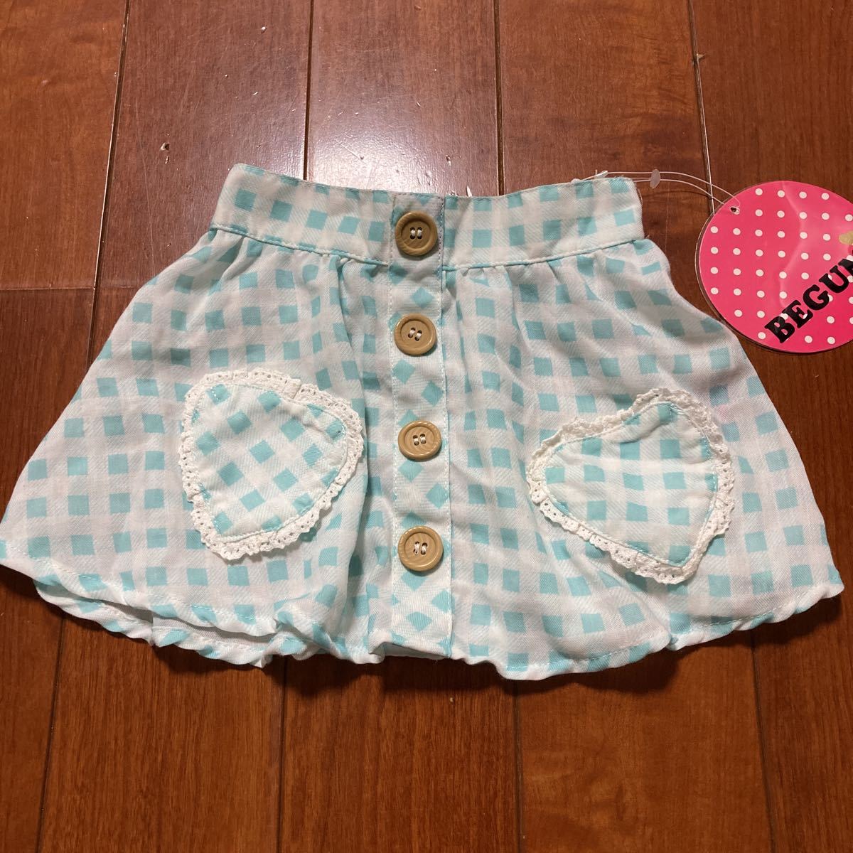 おしゃれ!ギンガムチェック×水色・スカート・90拍卖