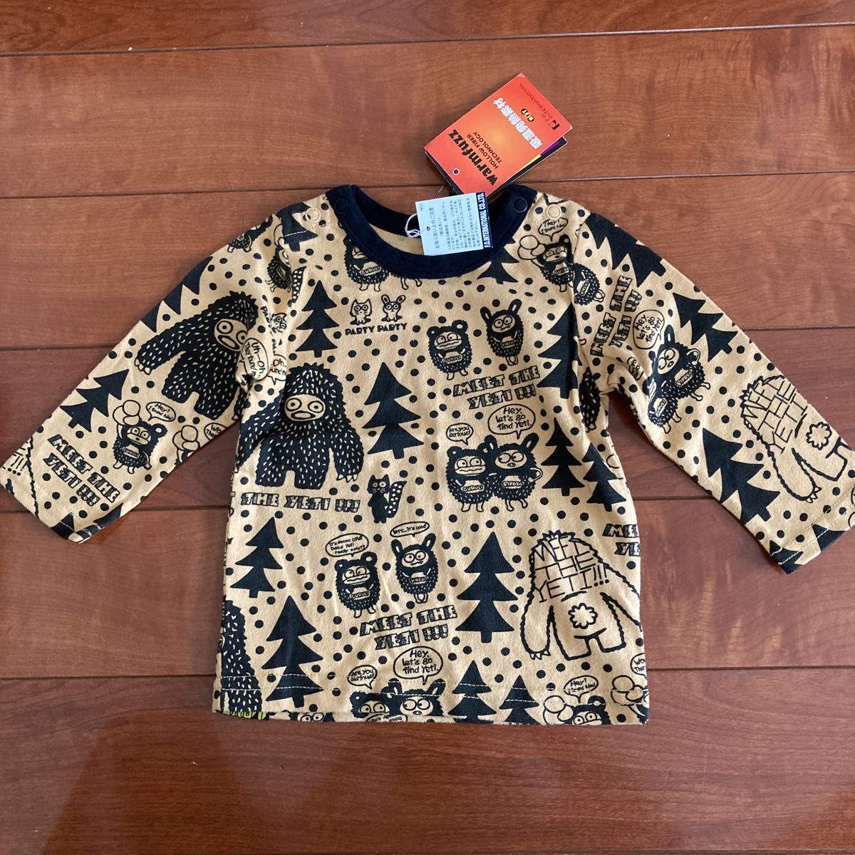 PARTY PARTY・パーティーパーティー・長袖Tシャツ・発熱素材・ベージュ系・70拍卖