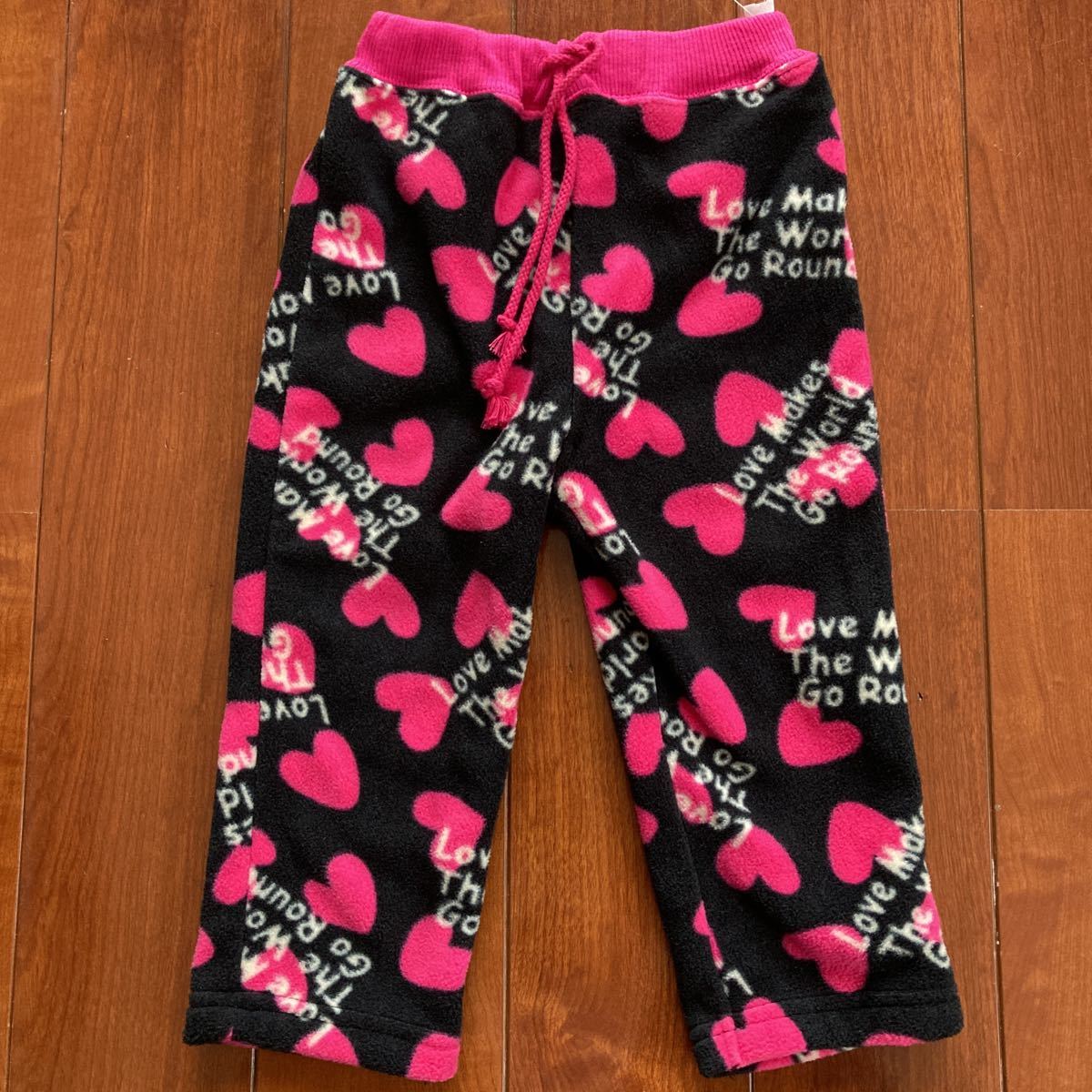 あったか!フリース・パンツ・ルームウエア・ストレート・ブラック×ハート・90拍卖