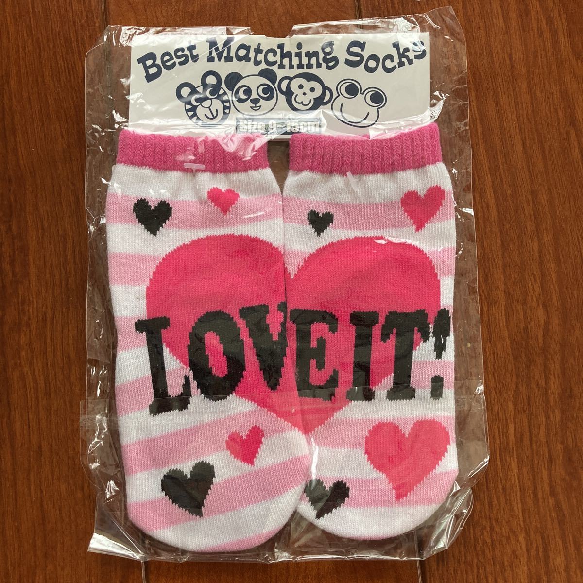 足裏滑り止め付き・靴下・ソックス・ハート×ピンク・9~15cm②拍卖