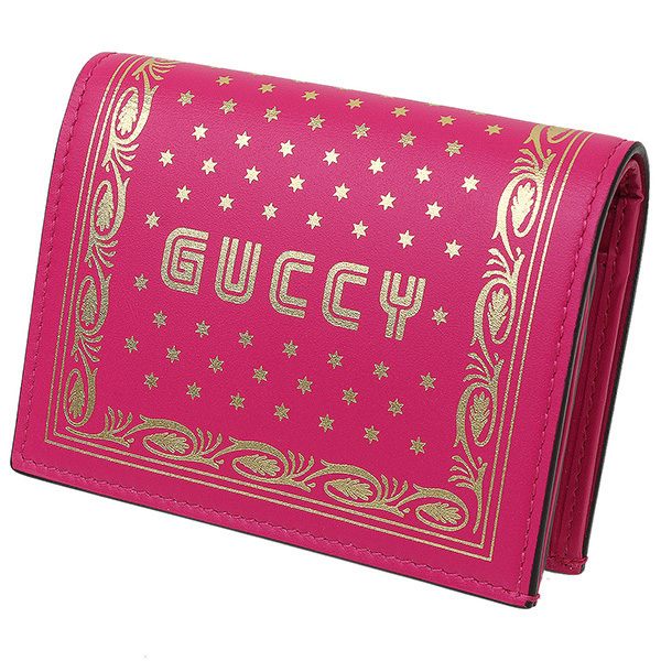(グッチ)GUCCI GUCCY セガロゴ レザー 二つ折り財布 ピンク 箱袋 D7622拍卖