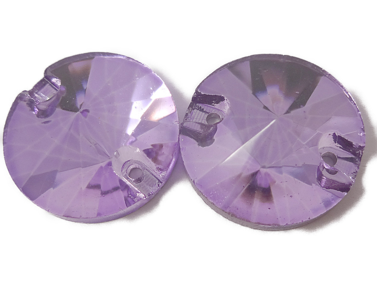 キラリ手芸部 No.6484 手芸用 ビジュー パーツ ソーオン ストーン(ガラス ビーズ)紫色(パープル) 円形 ラウンド 1.8cm×1.8cm 9個入り拍卖