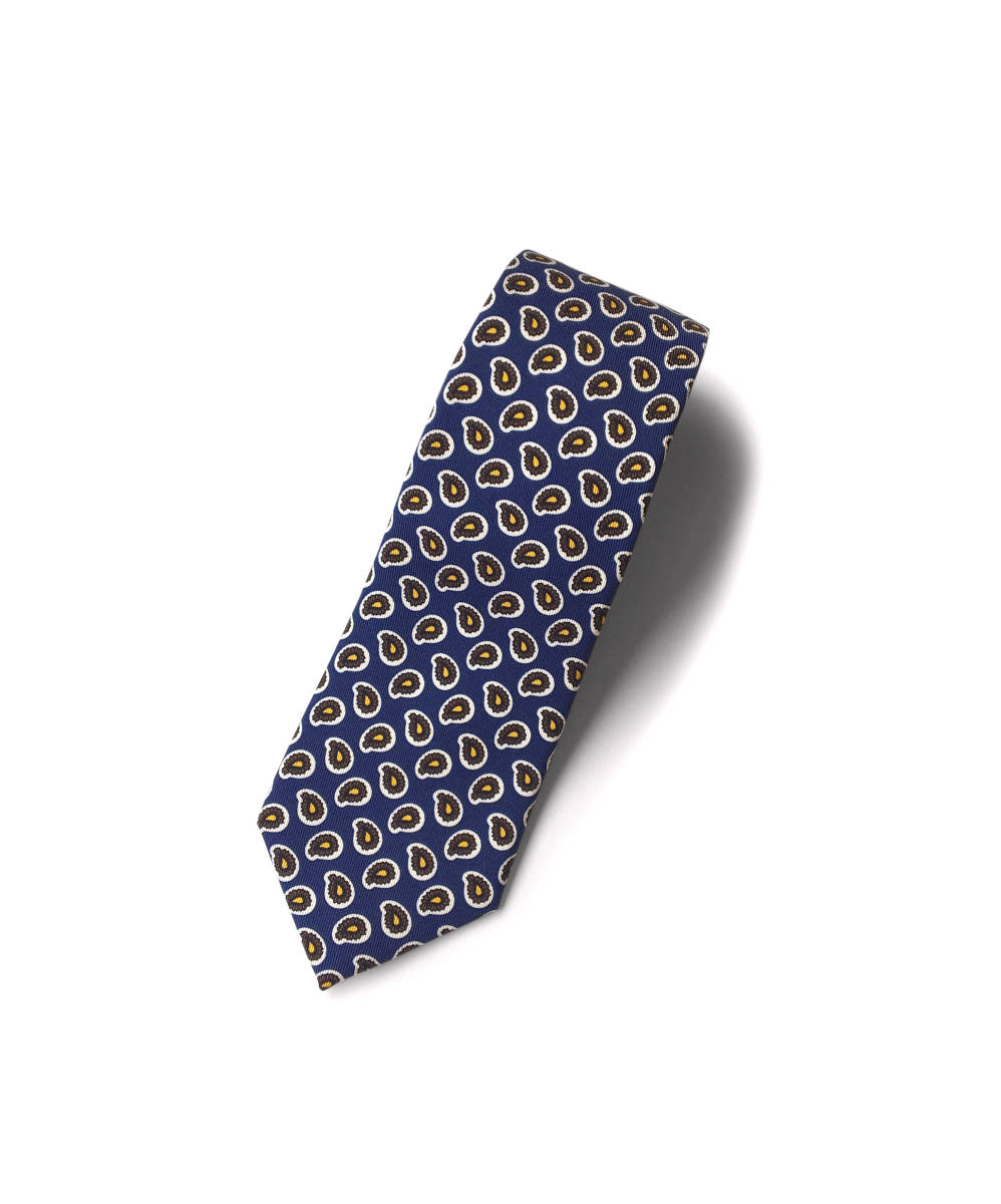 新品 ユナイテッドアローズ ネクタイ ペーズリー シルク100% 絹 ネイビー×ブラウン 日本製 正規品 UNITED ARROWS アイネックス拍卖