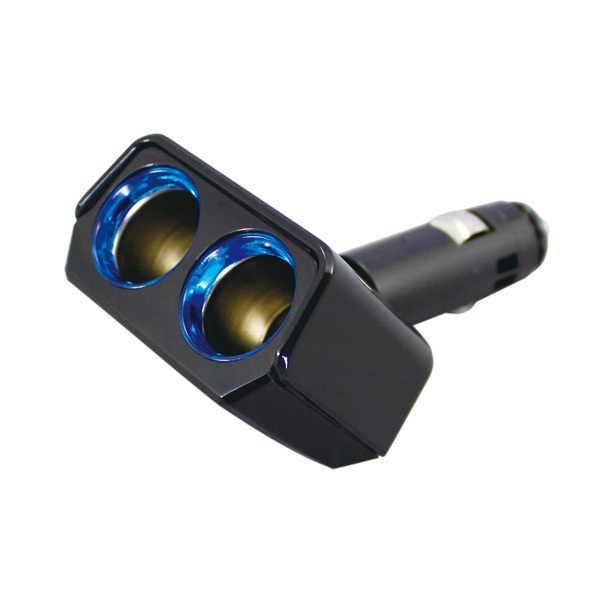 ヤック:シガーソケット DC12V 2連 ブルーLED リングライトソケット ツインディレクション 自動車/PZ-735拍卖
